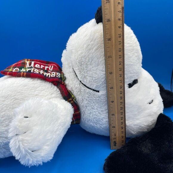 Vintage PEANUTS Branded Plush Merry Christmas Plaid Scarf Snoopy Stuffed Toy 18" - Picture 9 of 9